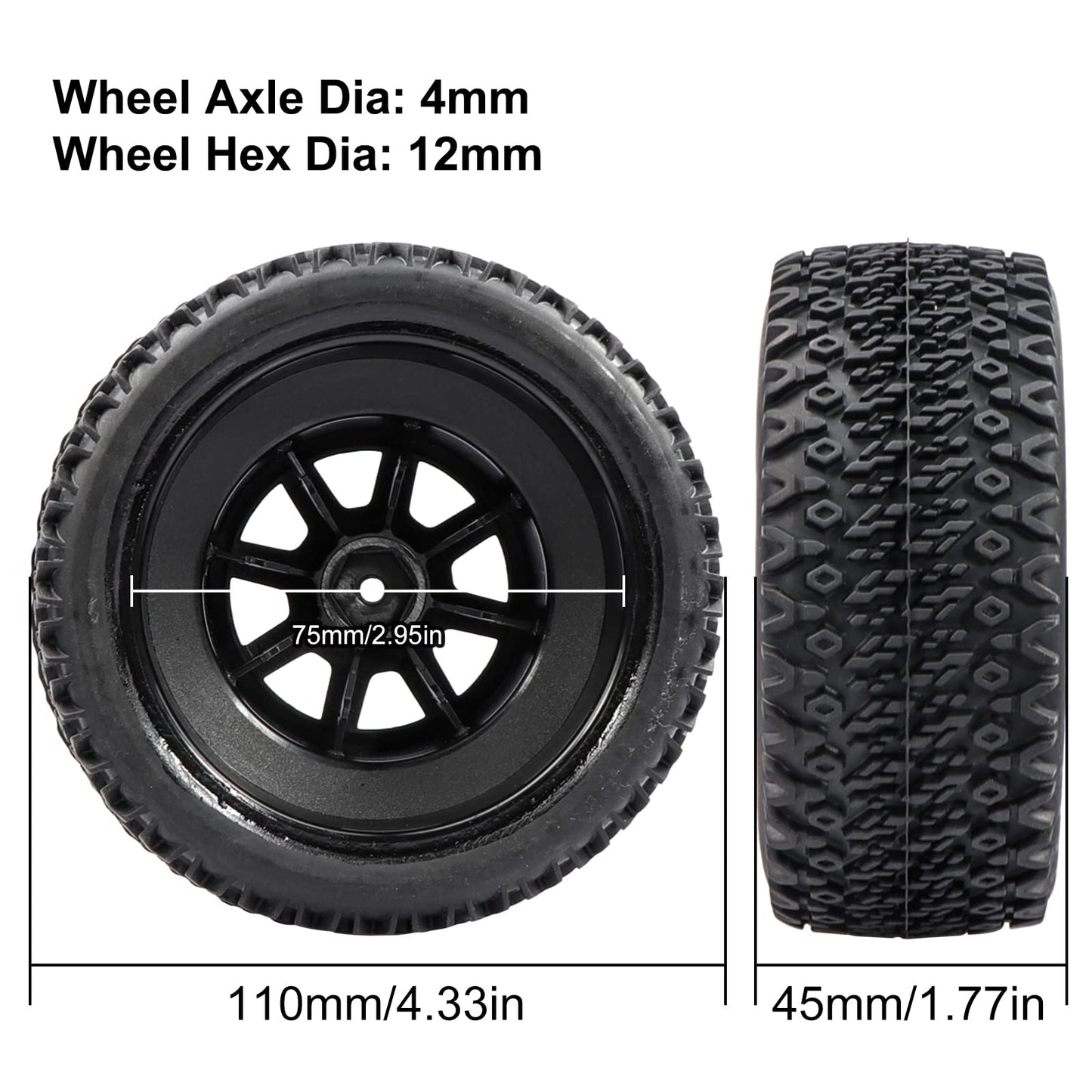 Acekeeps 1/10 Rc Short Course Truck Wheels And Tires Combo (Pre-Glued, Hex 12Mm) For 1/10 Traxxas Slash 2Wd/4Wd Losi Tenacity Re