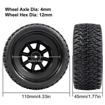 Acekeeps 1/10 Rc Short Course Truck Wheels And Tires Combo (Pre-Glued, Hex 12Mm) For 1/10 Traxxas Slash 2Wd/4Wd Losi Tenacity Re