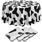 Remagr 3 Pcs Cow Tablecloth Round Print Table Cloths Plastic,84   Disposable Cow Themed Table Cover for Farm Animal Birthday P