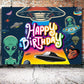 Iiiluyot Funny Ufo Happy Birthday Decorations Backdrop, Outer Space Universe Flying Saucer Scary Alien Ufo Theme Ufo Lovers Birt