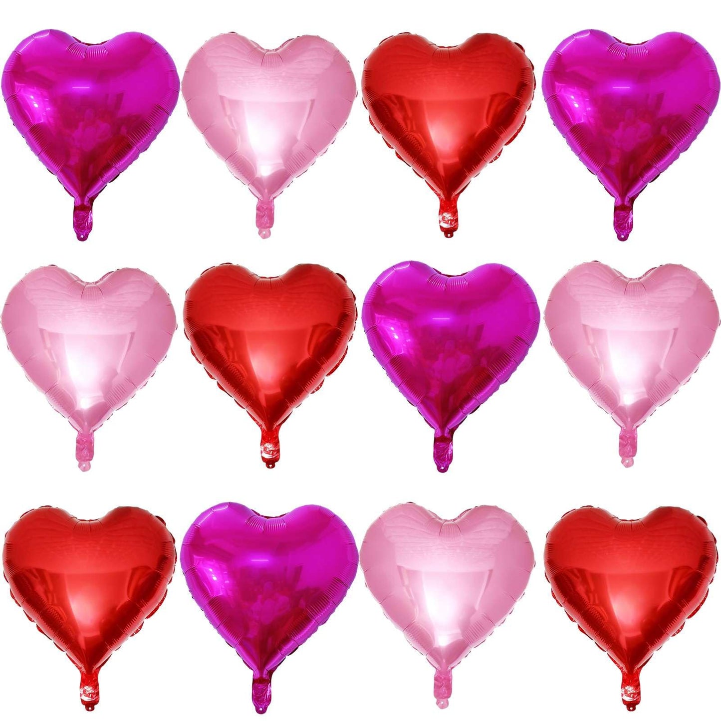 Lovoir 12 Pcs Red Heart Shape Foil Mylar Balloons 18 Inch Love Balloons For Valentine'S Day Birthday Party Decorations Wedding E