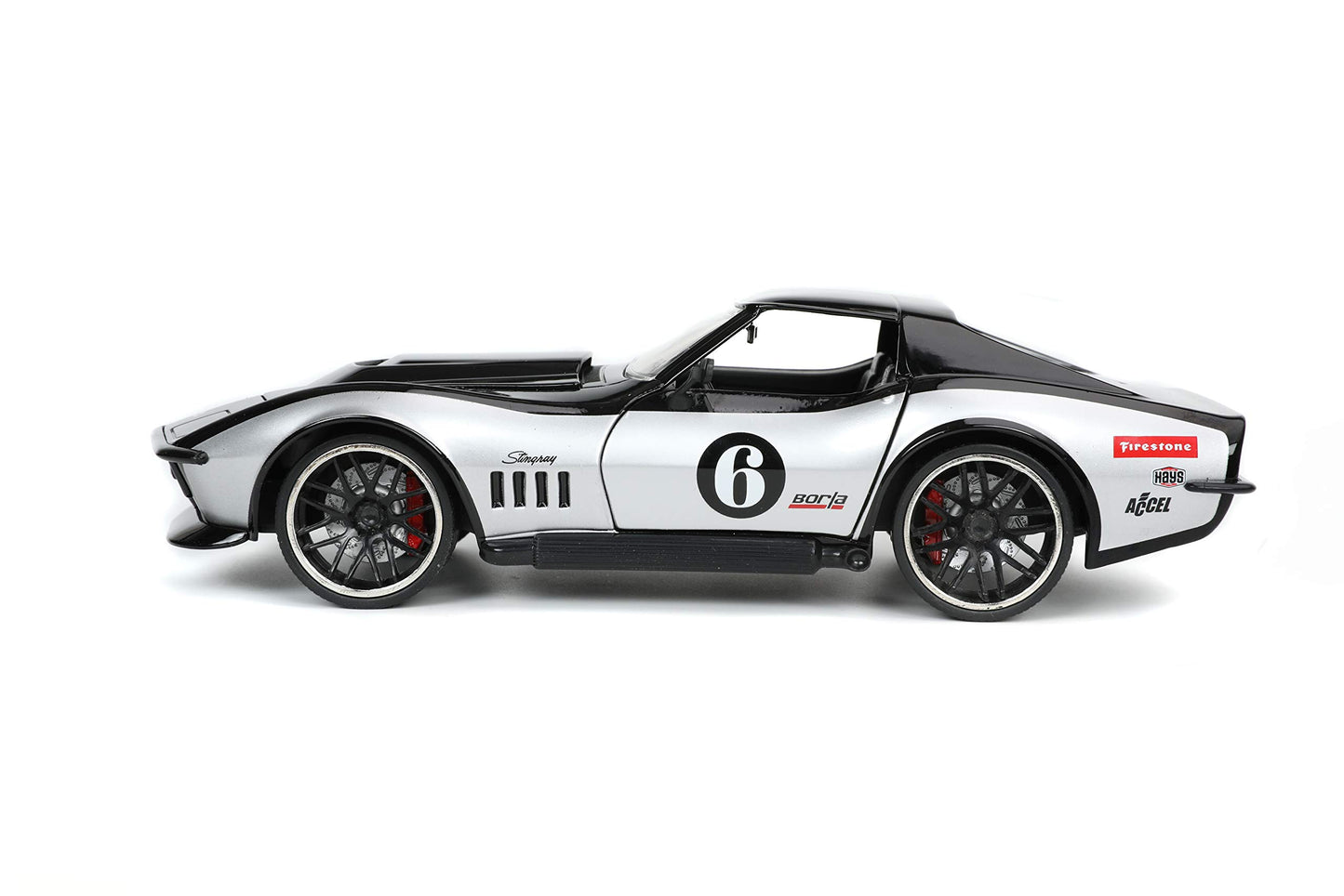 1969 Chevrolet Corvette Stingray ZL-1 #6 Black and Silver Bigtime Muscle Series 1/24 Diecast Model Car by Jada''''''