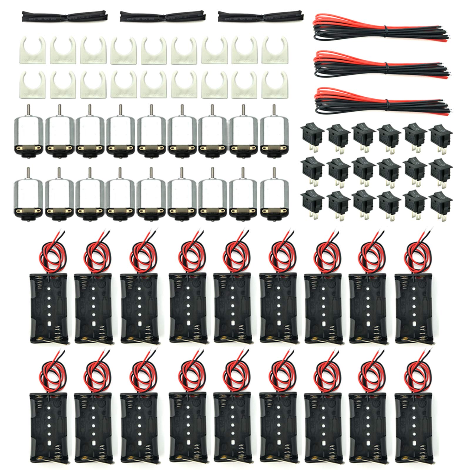 Eudax 18 Set Dc Motors Kit Mini Electric 1.5-3V 24000Rpm Hobby Motor With Aa Battery Holder For Stem Diy Toy -Like New