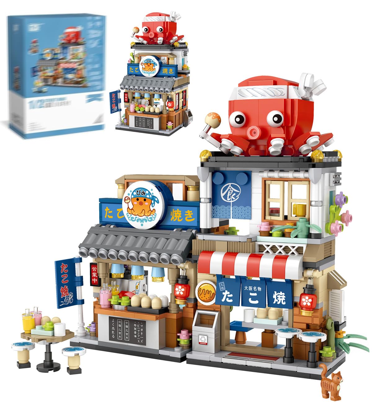 LUOGFYNI Japanese Street View Izakaya Shop Building Blocks Set  Theme Store Simulation Architecture Creative Model  Mini Bricks Construction Building Toy for mature-themeds (1232)