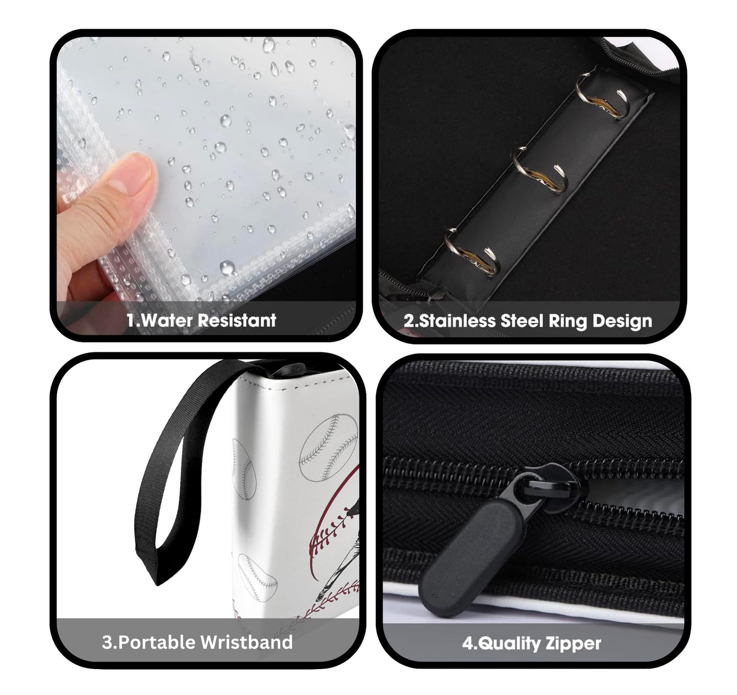 Baseball Card Binder  Trading Card Album with 50 Removable Sleeves Fit 400 Baseball Cards  Compatible with Topps Sports Cards & TCG Collections (White)