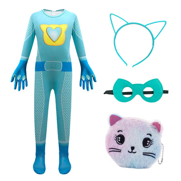 Yodison Superhero Costumes Jumpsuit With Accessories For Halloween Birthday Party Cosplay For Super Fans(110Cm/4-5T) Blue