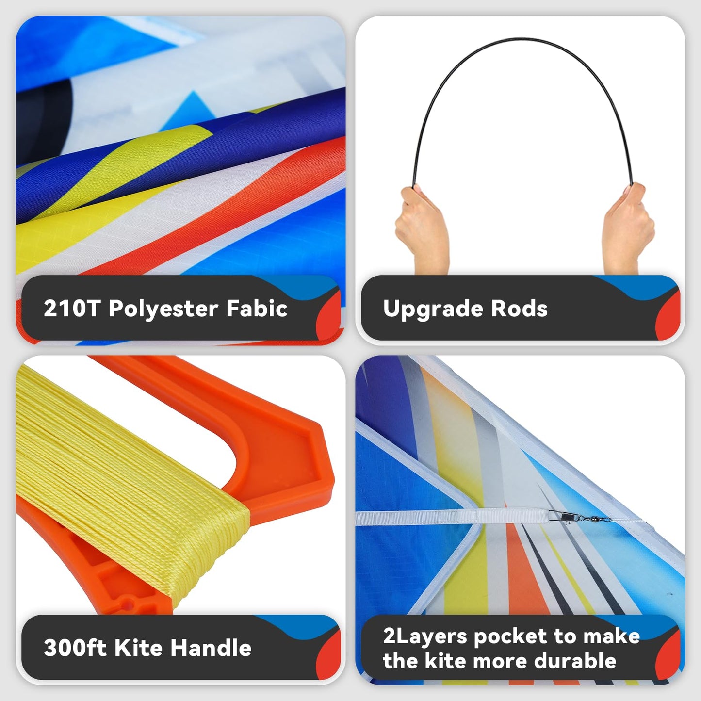 Sgftre Airplane Kite For Kids And Adults, Easy To Fly With Durable Fiberglass Frame, Outdoor Fun Sports Plane Kite With Handle A