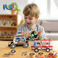 Huzu Emergency Vehicles 3D Puzzle Toy, Rescue Squad Wooden Snap Button Connection Building Blocks For Kids 3-8, Fire Truck Ambul