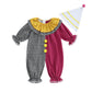 Thorn Tree Toddler Halloween Outfits Baby Boy Girl Clown Costume Contrast Color Long Sleeve Jumpsuit Hat Smocked Outfits (Black,
