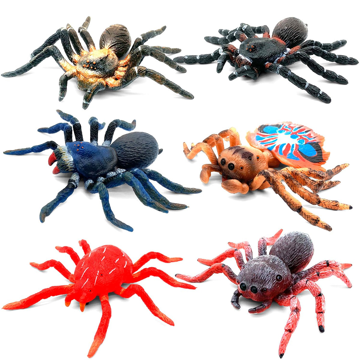 BIROHOSR 6 Pack Realistic TPR Soft Stretchy Rubber Spider Toys