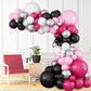 Pink And Black Balloon Garland Kit, Black Balloon And Hot Pink Balloon With Macaron Pink Hot Pink Black White Silver Balloon For