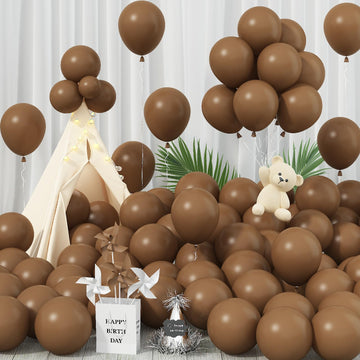 Jobkoo Brown Balloons 12 Inch, 100 Pack Light Brown Balloon Coffee Chocolate Brown Latex Balloons Matte Tan Caramel Mocha Helium