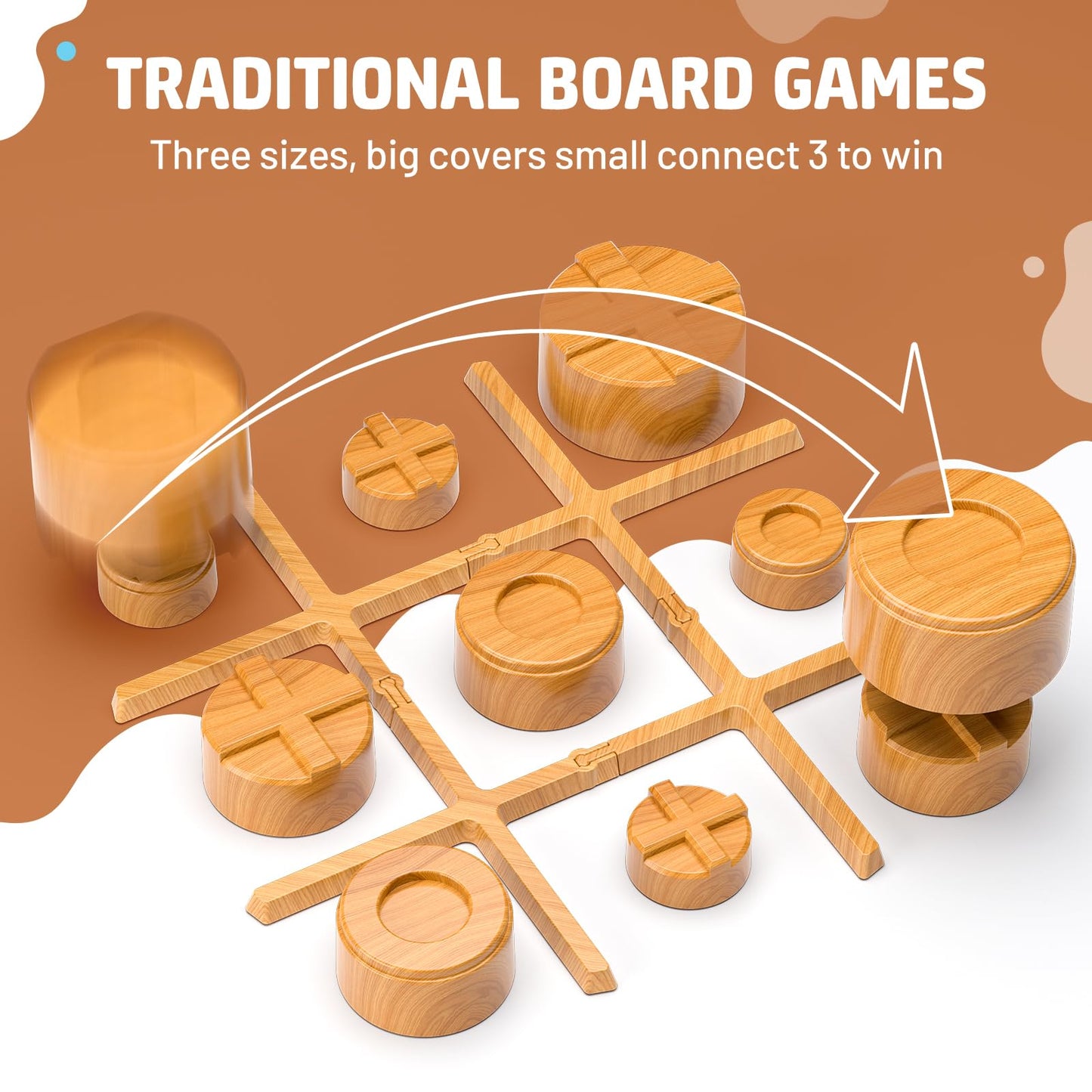 Freecat Tic Tac Toe Game, 3-In-1 Electronic Handheld Games Console For Kids Memory Growth, Portable Puzzle Travel Games,Board Ga