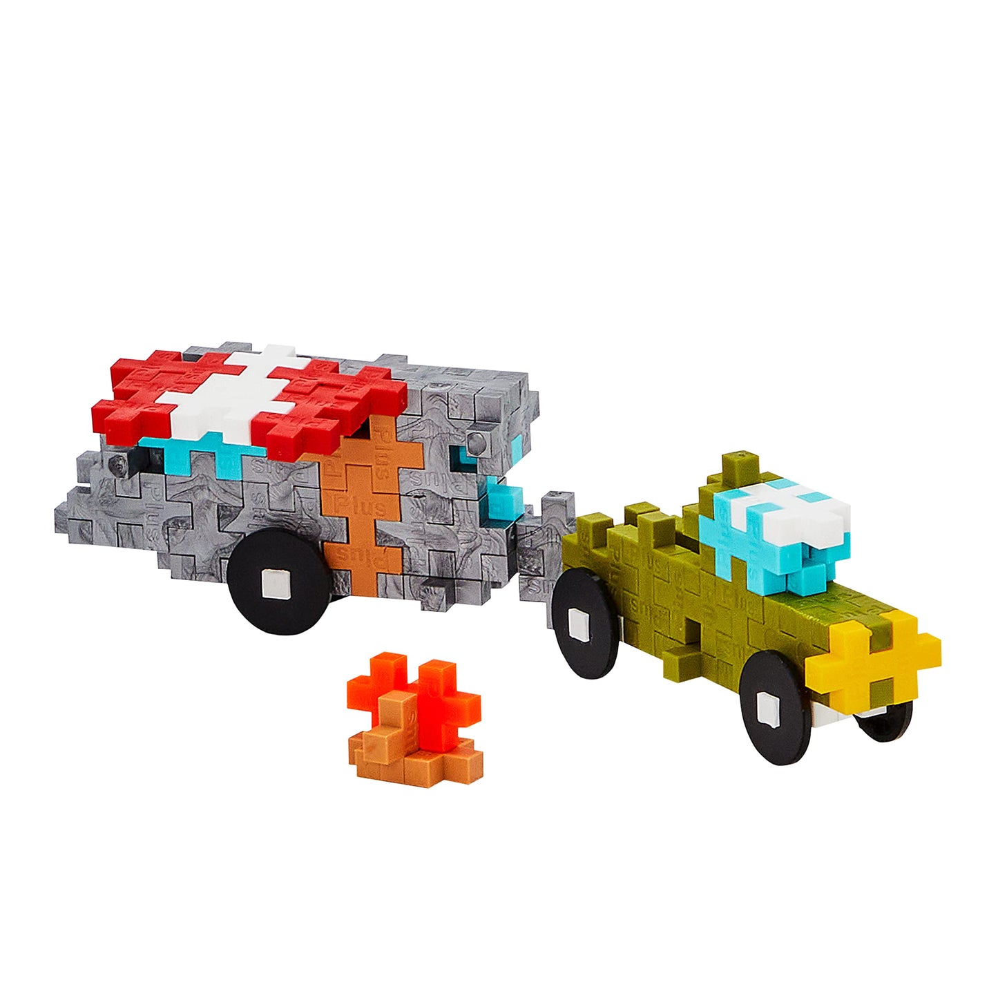 Plus Plus Vehicle Building Block Kit, 3D Puzzle Stem Toy For Kids, 70 Interlocking Pieces - Trailer Mini Maker Tube