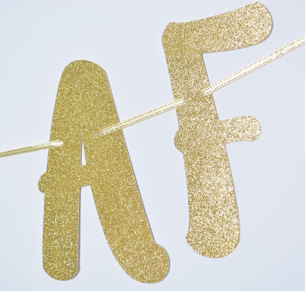 Forty Af Glitter Gold Banner, Happy 40Th Birthday/Anniversary Decor (Gold)