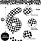 Giant Number Balloons 6, Black And White Checkered Self Inflating 0-9 Set Number Balloon For Kids, 40 Inch Foil Helium Racing 6