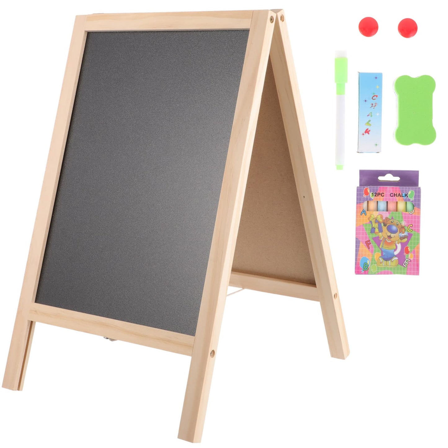 Toyvian Chalkboard Decor Standing Art Easel for, Double-Sided Wooden Blackboard, Drawing Chalkboard, Magnetic Whiteboard, Dry Er
