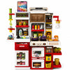 Kids Kitchen Playset with Running Water Sink, Touch Music Panel, Light & Sound, Pretend Coffee Maker, Refrigerator, Oven, Cookin