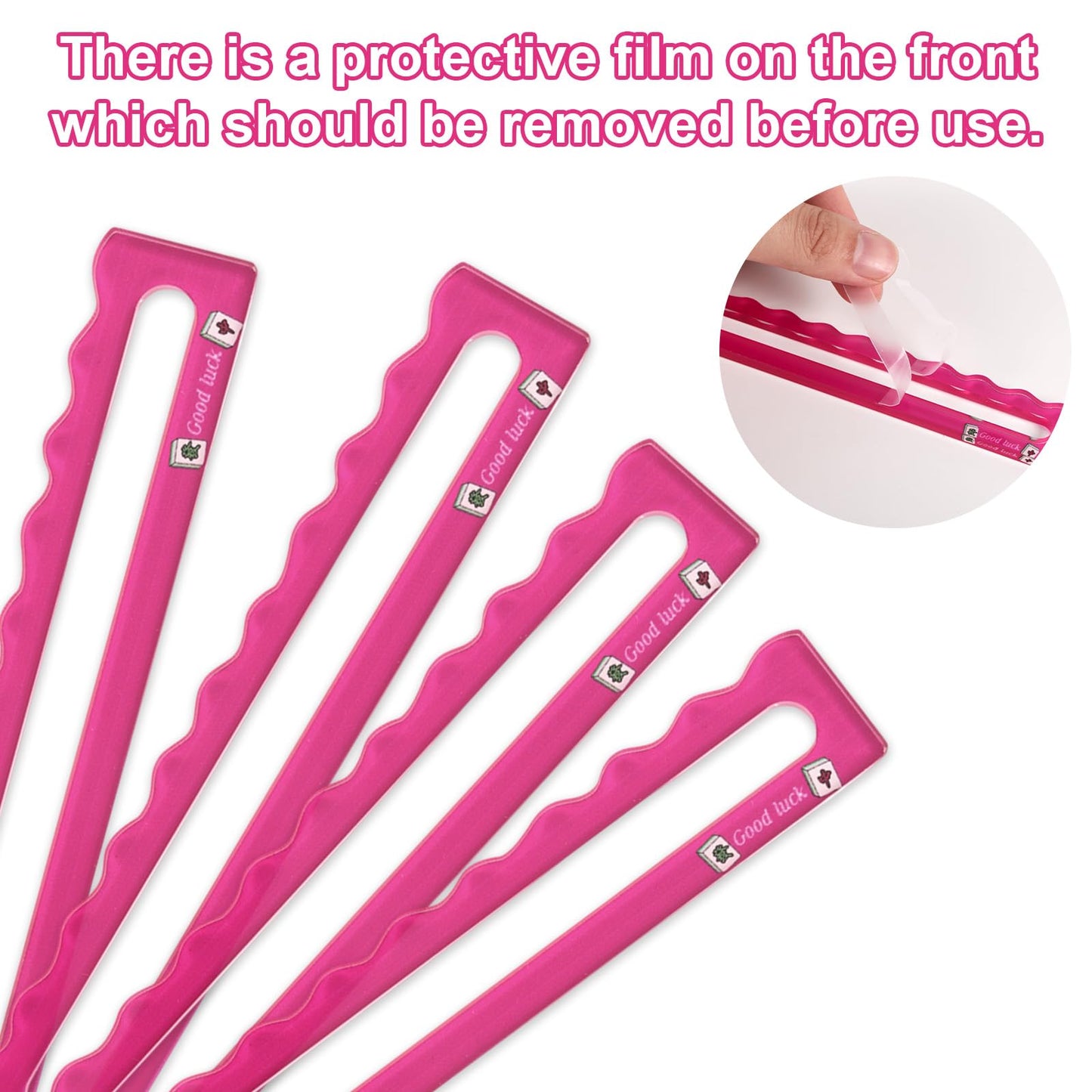 BOXOB 4pcs Mah Jongg Line Finder  Bright Mahjong Card Line Guide & Reader Acrylic Mahjong Gifts Accessories for Players (Rose Pink)