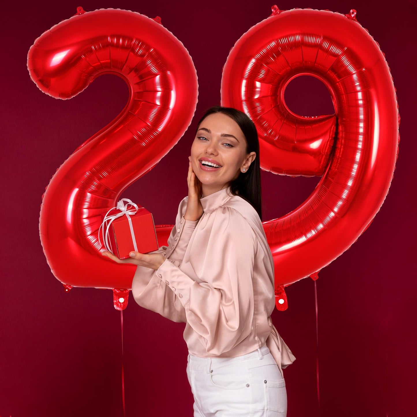 AIQINHU Red Foil Number 9 Balloon, 40 Inch Jumbo Mylar for 9th Birthday Party Decorations
