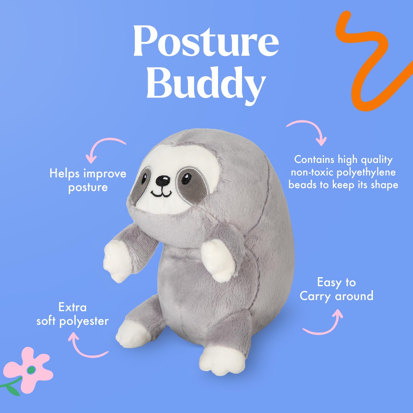 Lilly's Love Posture Pal - Posture Improvement for Men, Women & Kids - Ideal for The Office, School, Desk & Travel - Plush Stuff