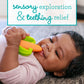 Infantino Lil' Nibbles Textured Silicone Baby Teether - Sensory Exploration And Teething Relief With Easy To Hold Handles, Orange Carrot, 0+ Months