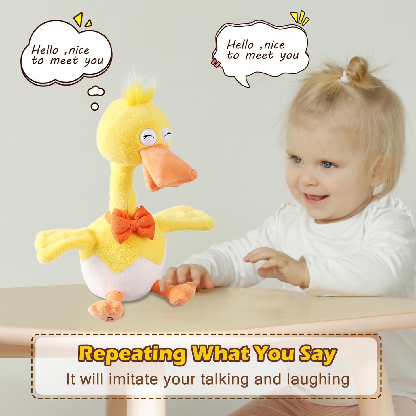 13' Eggshell Talking Dancing Duck, Repeating What You Say Mimicking Recording Plush Baby Toy Musical Songs Singing Talking Glowing Animated Twisting Gifts Of Lighting Up Funny Toys For Toddler Kids