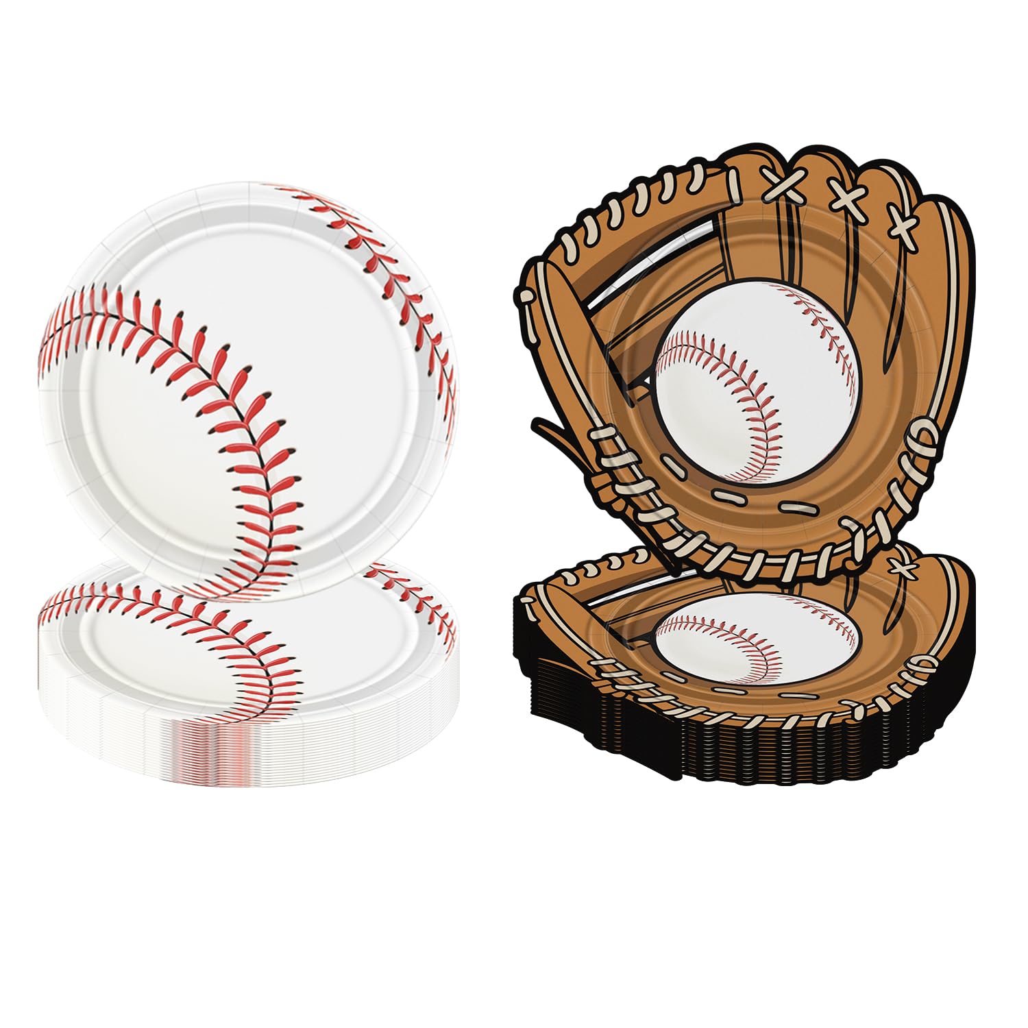 APUXXJUPA Baseball Party Disposable Paper Plates, 50 Pack Baseball Plates 9 Inch and 8 Inch Baseball Themed Decorations for Base