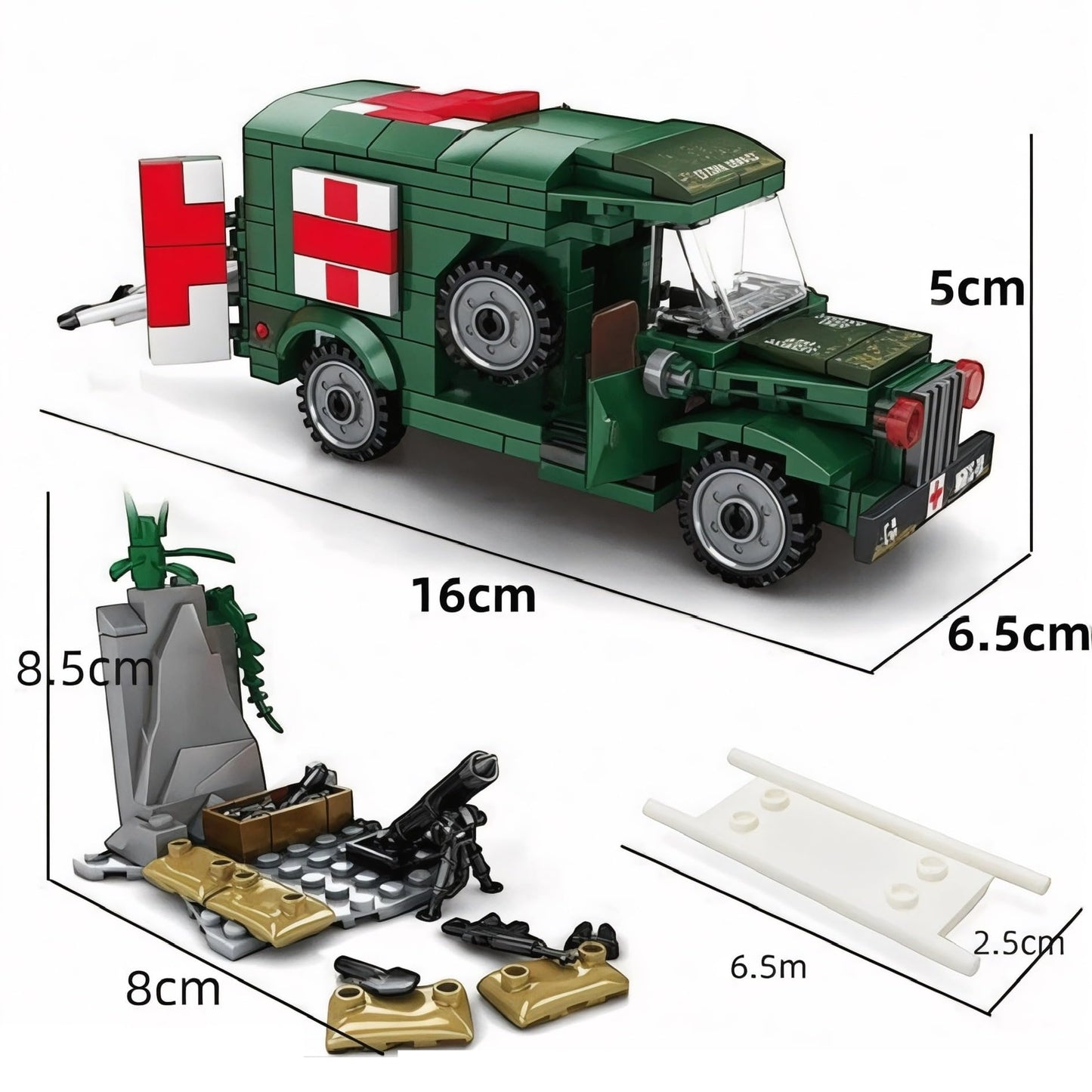 General Jim'S Military Building Blocks Us Army Ambulance Ww2 (World War 2) Brick Building Vehicle - Military Ambulance Building Blocks Set For Wwii Or Brick Building Enthusiasts