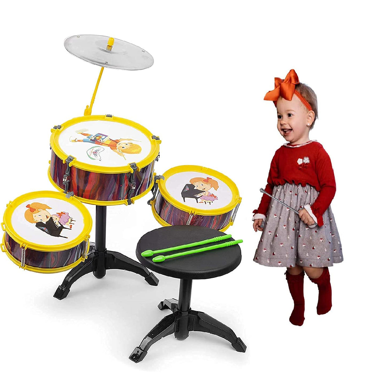 Inaaya Small Drum Set Toy For Kids Age 36 Years Old Toy Musical Instruments Playing Rhythm Beat Toy Great Gift For Boys Girls (