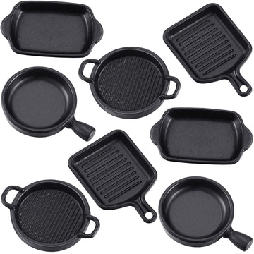 Skylety 8 Pcs Dollhouse Kitchen Accessories Dollhouse Metal Miniature Pots And Pans Mini Kitchen Stovetop Cookware Dollhouse Christmas Role Play Party Decoration Supplies