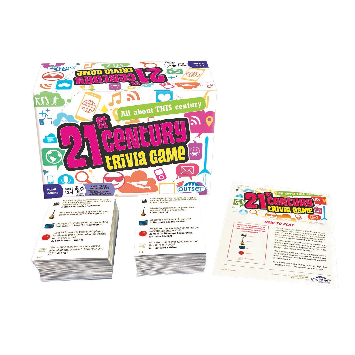 Outset Media 21St Century Trivia Game - Party Game - Family Game - Travel Game - Fun And Easy To Play - 1200 Trivia Questions - For 2 Or More Players - Ages 12+