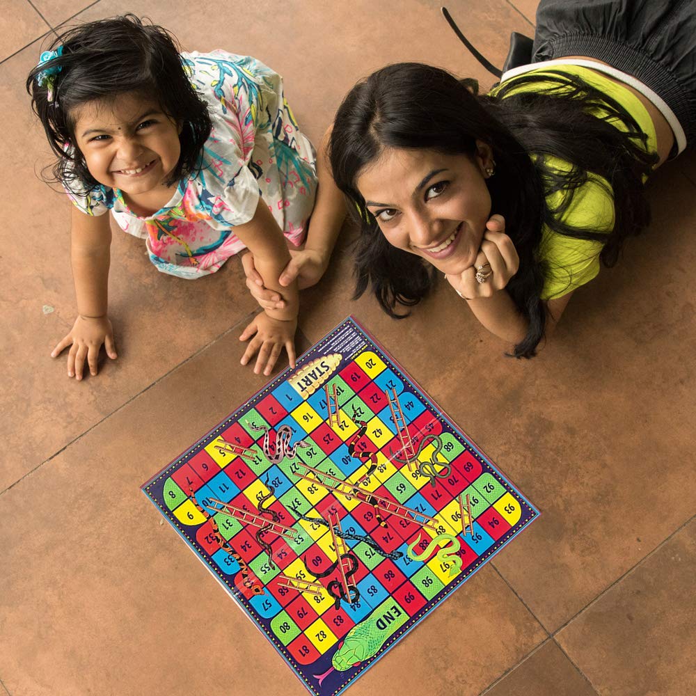 Gamie Snakes and Ladders Board Game for Kids  Complete Set with Board  6 Pegs  and Dice  Classic Fun for Family Game Night and Classroom  Best Birthday Gift Idea for Boys and Girls