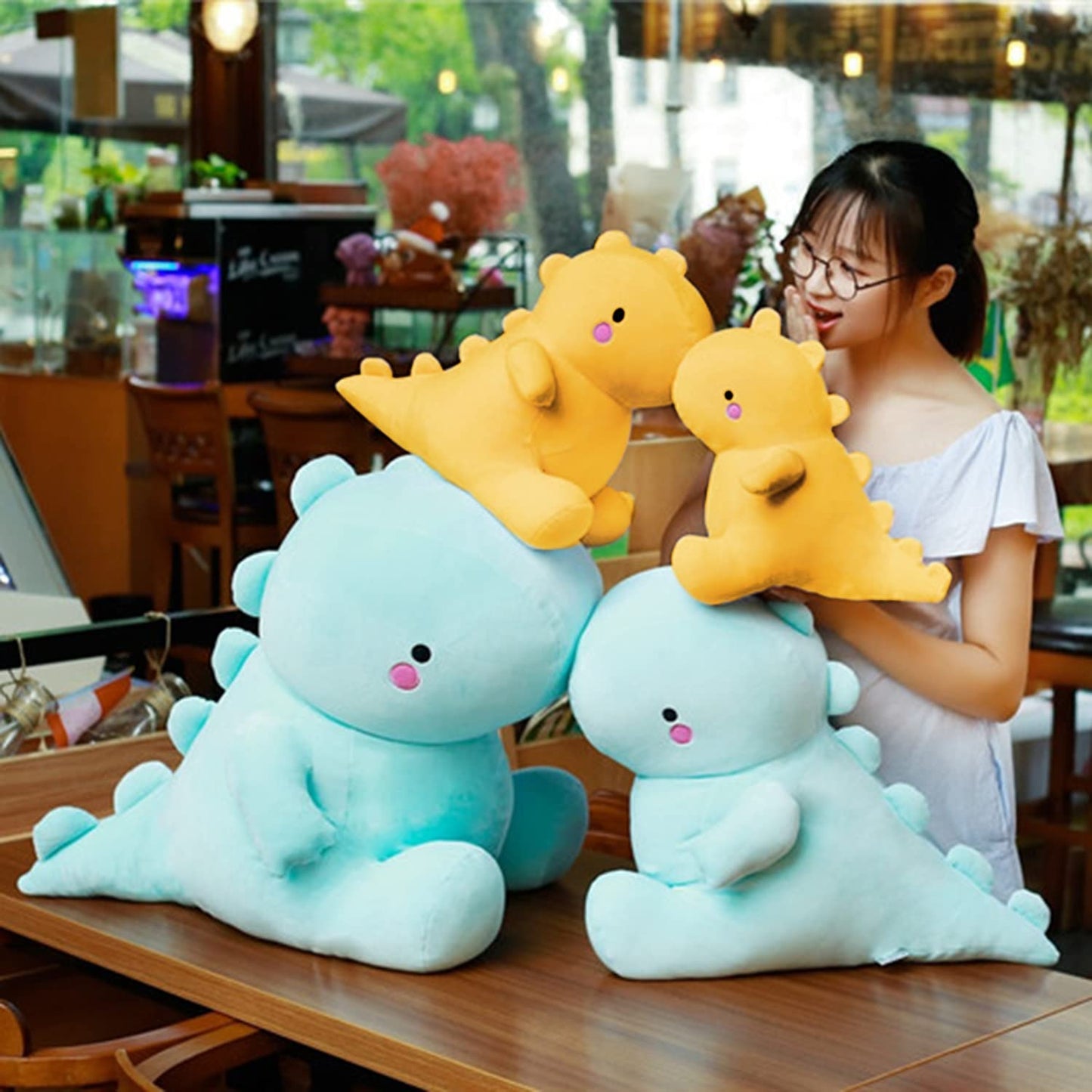 Vhyhcy Cute Dinosaur Plush Toys, Fat Dinosaur Stuffed Animals Toys Dolls, Soft Plush Stuffed Animal Dino Plushie, Birthday Gifts