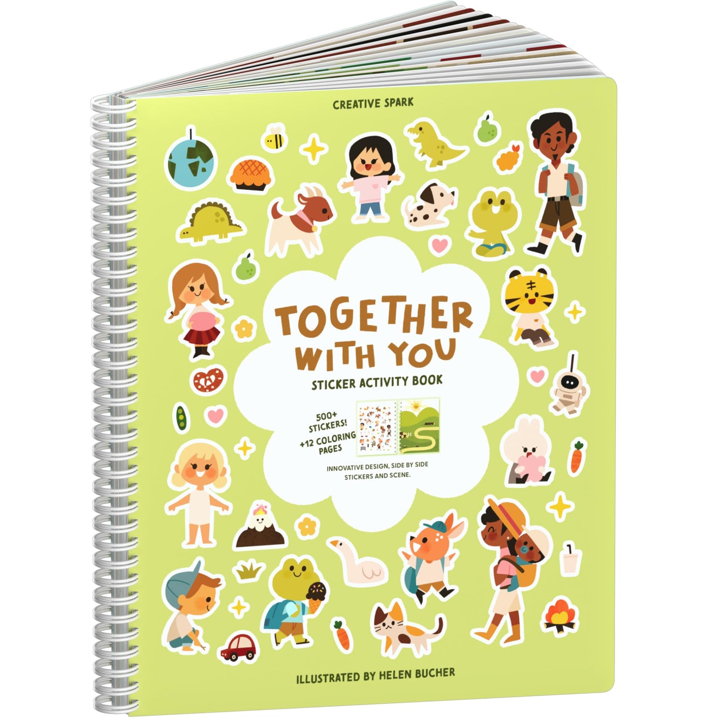 Together With You Sticker + Coloring Book (500+ Valentine'S Stickers For Kids & 12 Coloring Pages)- Side By Side Sticker Activit
