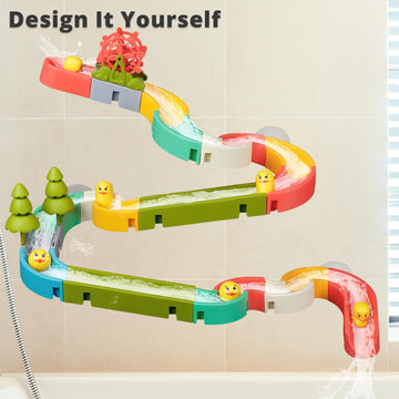 Socbtnso 38 Pcs Duck Slide Toys, Bath Toys For Kids Ages 4-8, Diy Building Kit For Ages 5-7, Bathtub Time Birthday Gifts For Tod
