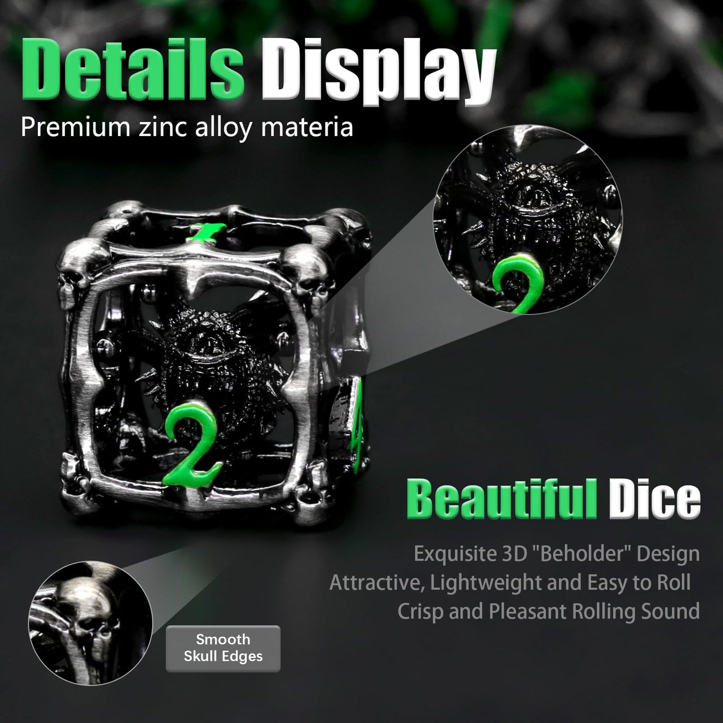 Beholder Dice Set Dnd, Dragon Eye Dice, Zhoorqi 7Pc/Set Polyhedral Dices For Dungeons And Dragons, Rpg, Eye Monster D&D Gifts(Ey