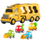 Temi Construction Truck Toys For 1 2 3 4 5 6 Year Old Boys, 5-In-1 Friction Power Toy Vehicle In Carrier Truck, Toddler Toys Car