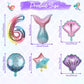 Mermaid 6Th Birthday Decorations, 8Pcs Mermaid Party Decorations Balloons, 40 Inch Rainbow Number 6 Balloon, Large Helium Foil Mermaid Tail Balloon, Seashell Balloons For Girls' 6Th Birthday Party