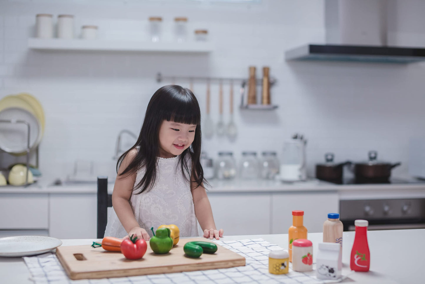 Plantoys Wooden Food And Beverage Kitchen Playset (3432) | Sustainably Made From Rubberwood And Non-Toxic Paints And Dyes