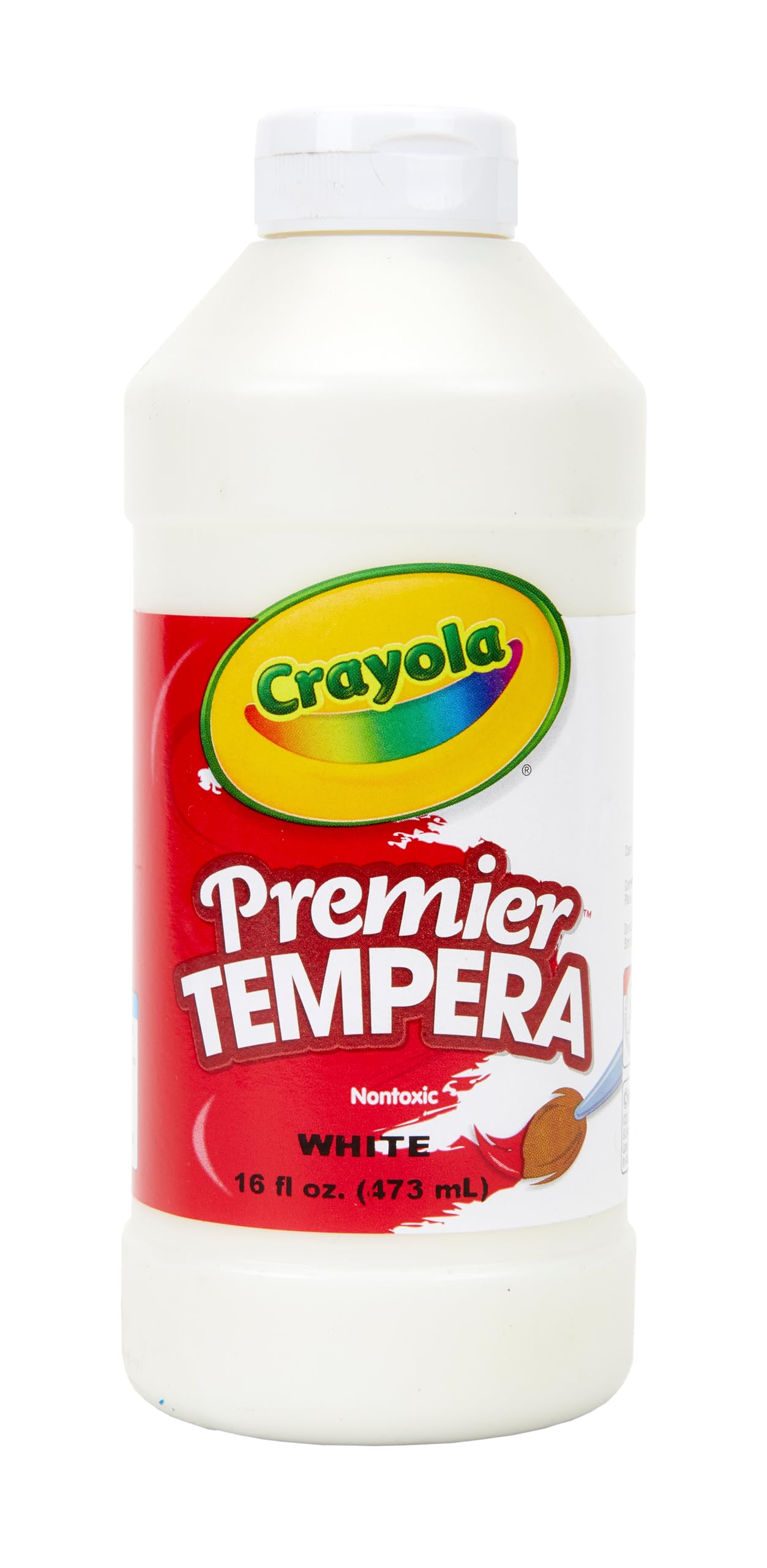 Crayola Premier Tempera Paint For Kids - White (16Oz), Kids Classroom Supplies, Great For Arts & Crafts, Non Toxic, Easy Squeeze Bottle