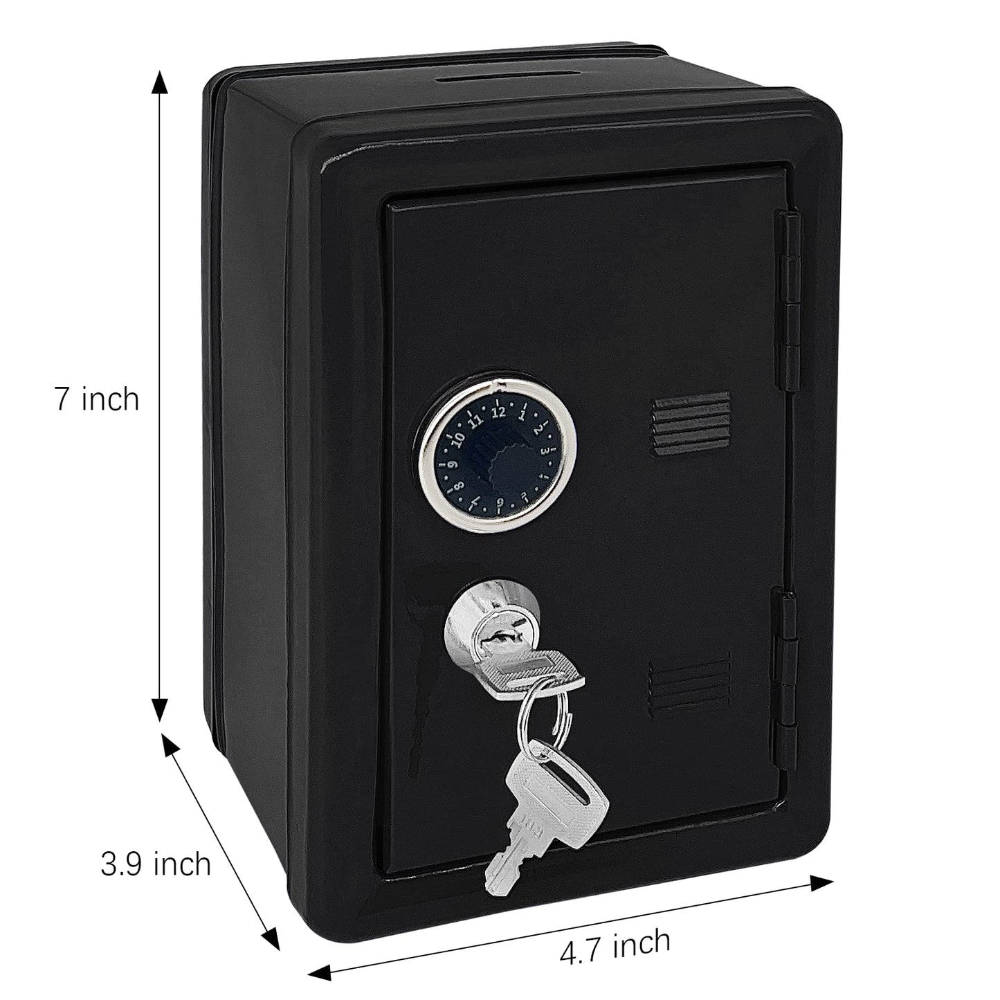 Kids' Safe Piggy Bank, Metal Safe with Key, Money Saving Box for Children, Boys Girls Best Giftoney Banks (Black, One Size)