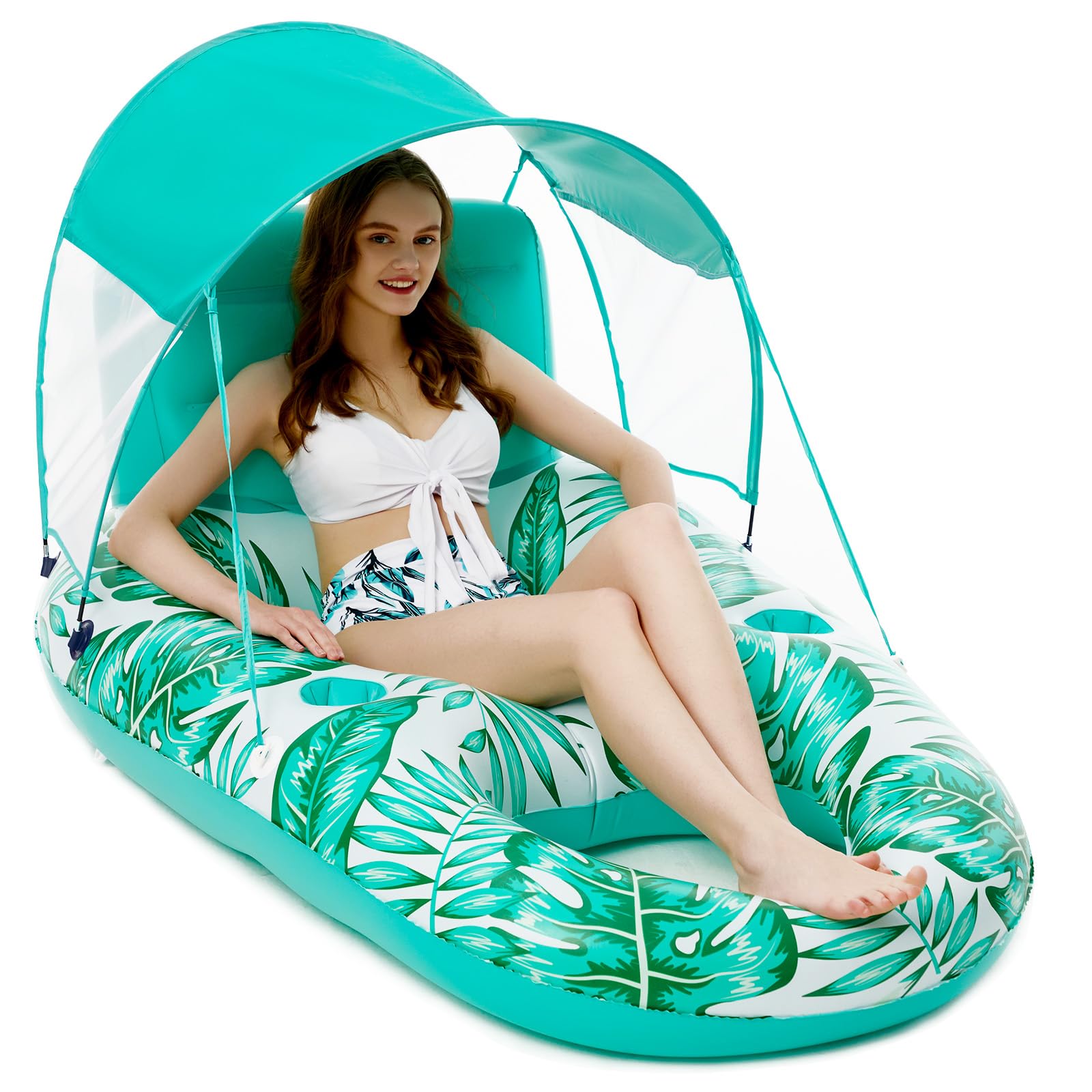 Jasonwell Pool Floats with Canopy - Inflatable Pool Float Adult Lounger Floaties Raft Floating Chair for Swimming Pool Lake Wate