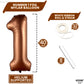 Big, Brown 1 Balloon Number - 40 Inch, Brown 1 Birthday Balloon | Number 1 Balloon Brown, 1St Birthday Decorations | Safari Theme Party Decorations | 1 Year Old Balloon For 1St Birthday Party Supplies