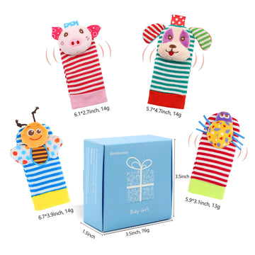 Sock Rattles For Babies 0-24 Months Baby Animal Foot Finder Educational Toys (4Fb)