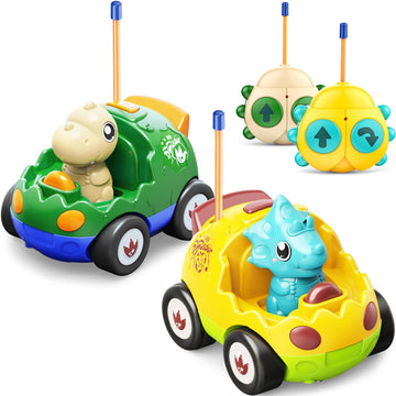 2 Pack Dinosaur Toys for Toddlers 2 3 4 5 6 Years Old - Remote Control Cars RC Cars with Music, Lights and Sound Effect, Birthda
