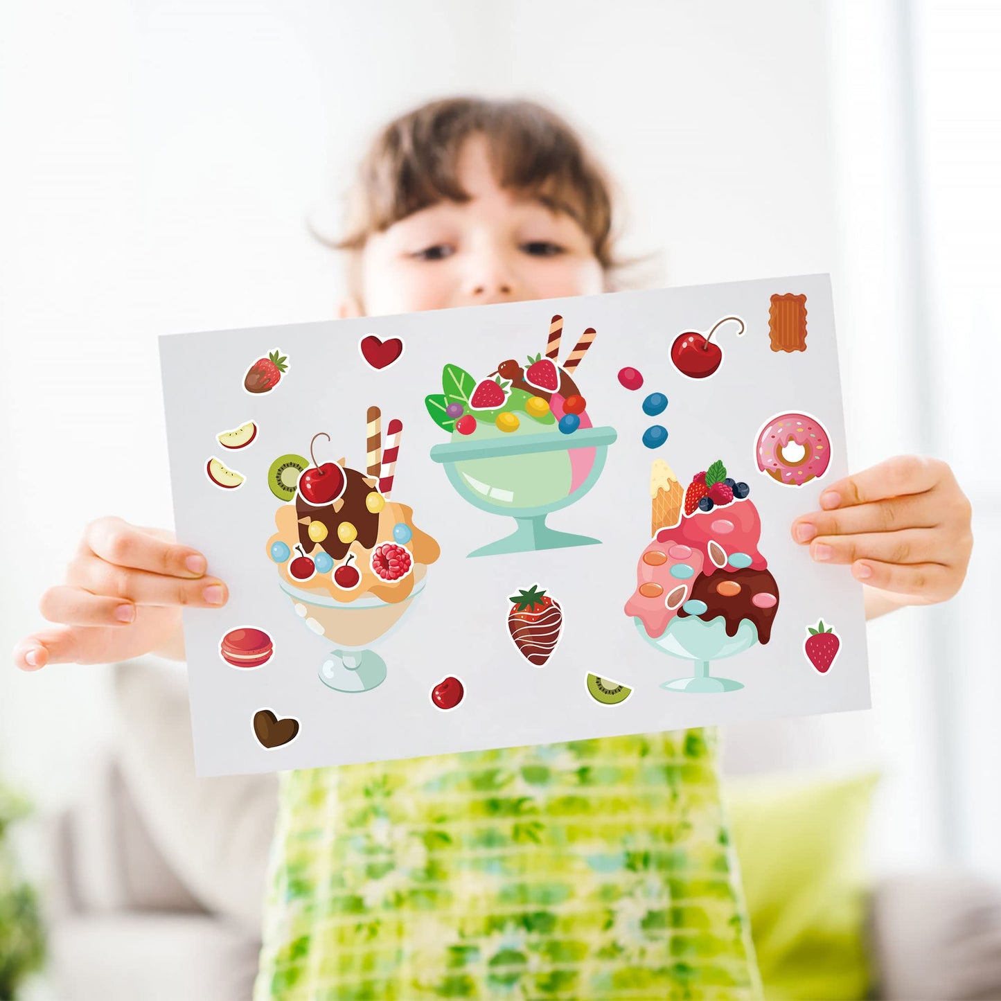 Orgua Make-A-Face Sticker Set, Make A Dessert Ice Cream Stickers For Kids Girls, Diy Craft Stickers Face Stickers, Make Your Own