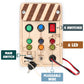 Joyreal Toddler Busy Board, Wooden Montessori Toys for 2 Year Old, Busy Board Toys with LED Light Switch, Sensory Toys Toddler T