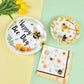 Wernnsai Bee Party Plates And Napkins - 48 Pcs Happy Bee Day Party Supplies For Kids Honey Bee Party Tableware Set Dinner Dessert Cake Plates Lunch Napkins Serves 16 Guests