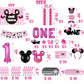 LetDec 185 Pcs Pink 1st Birthday Party Decorations Kit, Balloon Arch, Tableware, Paper, Model HTMYM1BPD328, Perfect for Girls' First Birthday